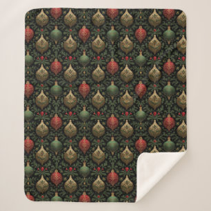 Festive Damask  Sherpa Blanket