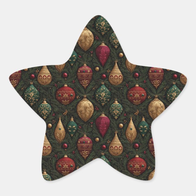 Festive Damask  Star Sticker (Front)