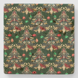 Festive Damask Stone Coaster