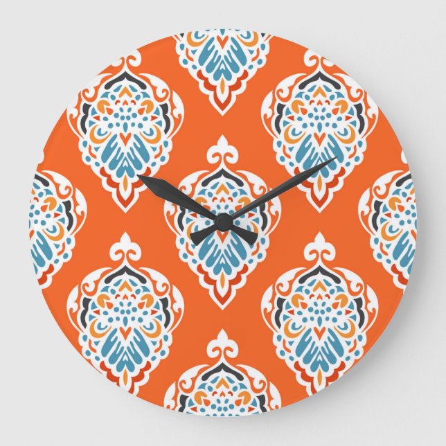 Festive damask vintage pattern, elegant design. large clock (Front)