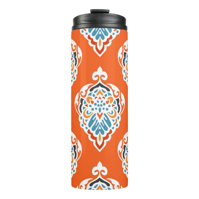 Festive damask vintage pattern, elegant design. thermal tumbler (Front)