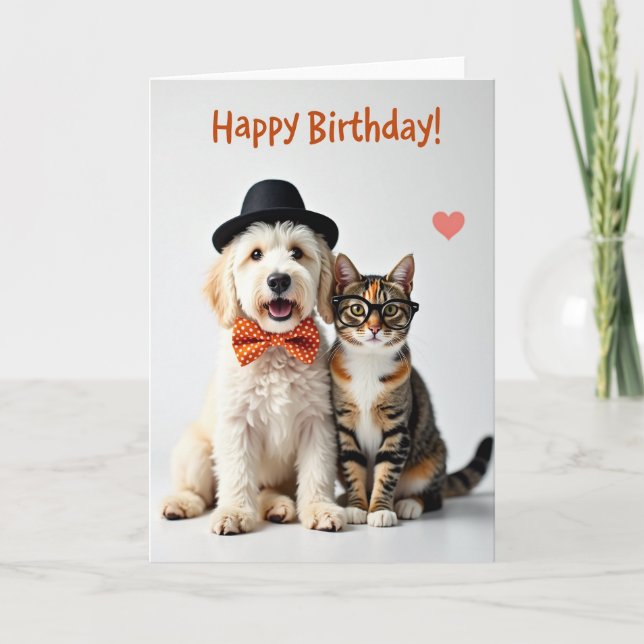 Festive Dapper Pets Birthday Card (Front)
