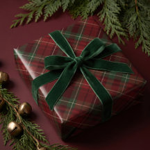 Festive Dark Red Green Christmas Tartan Plaid