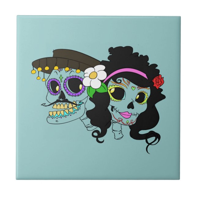 Festive Day of the Dead Art Tile (Front)