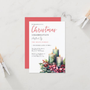 Festive Decorated Candles Christmas Invitation