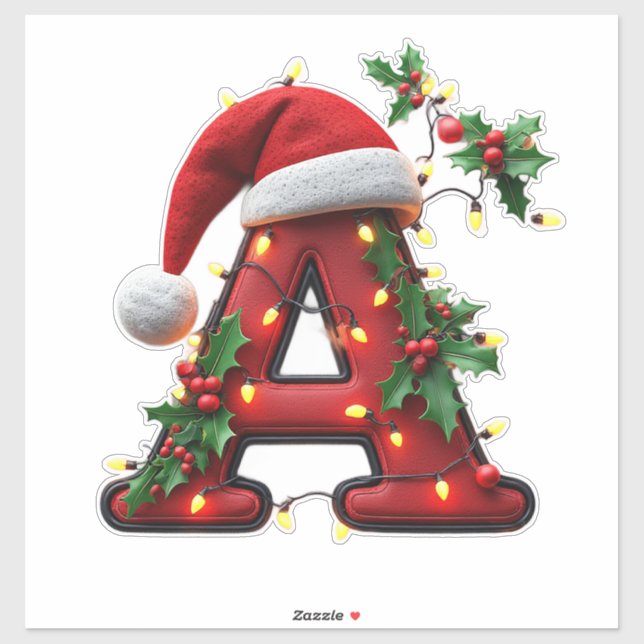 Festive Decorated Christmas Red Letter A (Sheet)