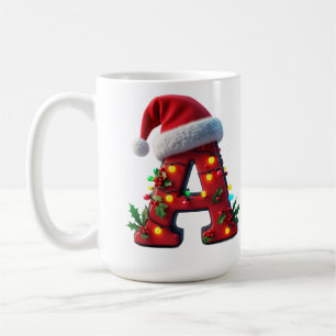 Festive Decorated Christmas Red Letter A Coffee Mug