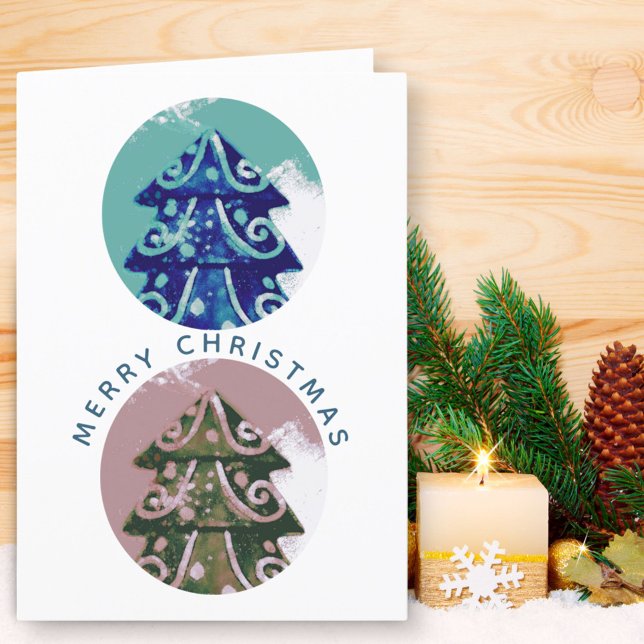 Festive Decorated Christmas Tree Artistic Family Holiday Card (Creator Uploaded)