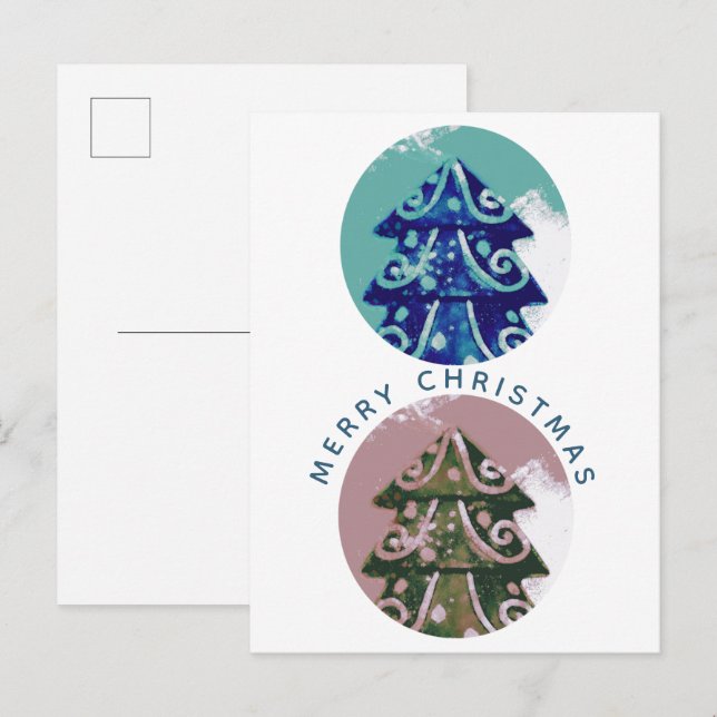 Festive Decorated Christmas Tree Artistic Family Holiday Postcard (Front/Back)