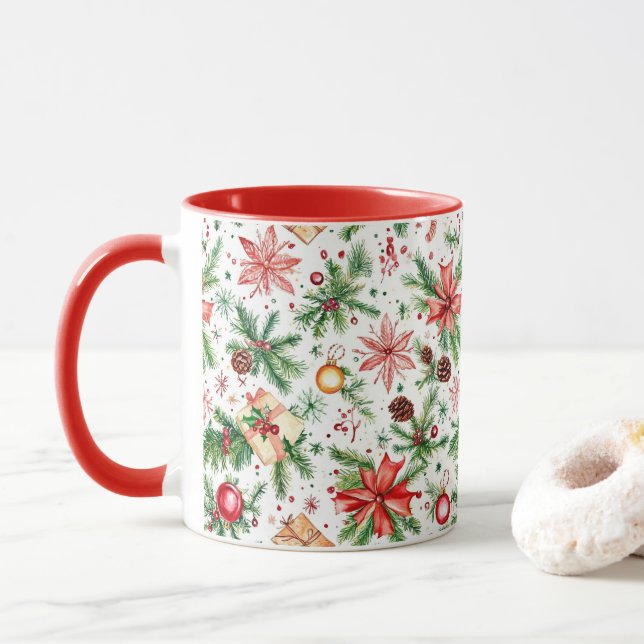  Festive decorations Christmas  Mug (With Donut)