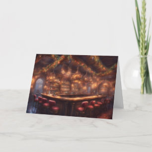 Festive decorations in a bar Merry Christmas  Card