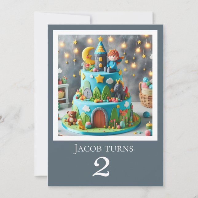 FESTIVE DECORATIVE BIRTHDAY CAKE PARTY INVITATION (Back)