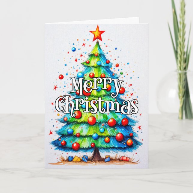 Festive Decorative Holiday Christmas Tree Card (Front)