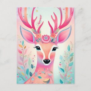Festive Deer Christmas Holiday Postcard