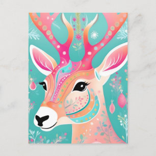 Festive Deer Christmas Holiday Postcard
