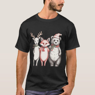Festive Deer, Fox, Bear Retro Cottagecore Vintage T-Shirt