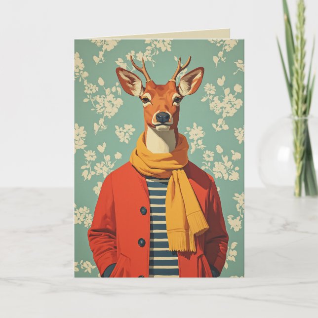 Festive Deer in Winter Style Card (Front)
