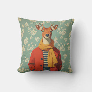 Festive Deer in Winter Style Cushion