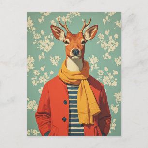 Festive Deer in Winter Style Holiday Postcard
