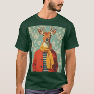 Festive Deer in Winter Style T-Shirt