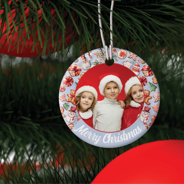 Festive Delight: Christmas Cookie Wonderland Photo Ceramic Ornament (Creator Uploaded)