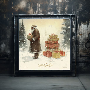 Festive Delight: Majestic African American Santa Poster