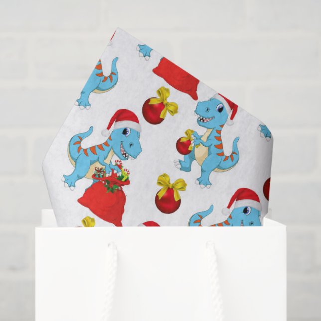 Festive Dimosaur pattern Christmas tissue Tissue Paper (Gift Bag)