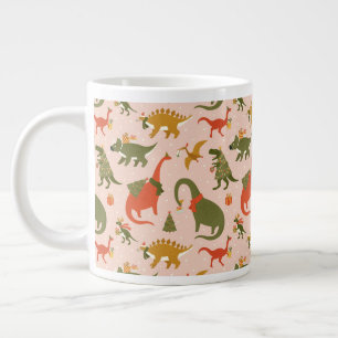 Festive Dinosaur Christmas Tree Holiday Pattern Large Coffee Mug