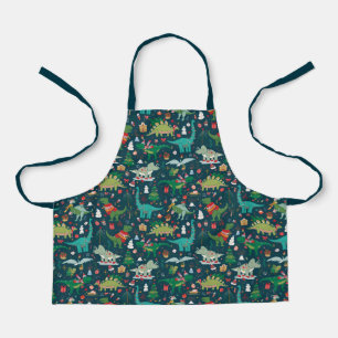 Festive Dinosaurs Christmas Pattern Apron