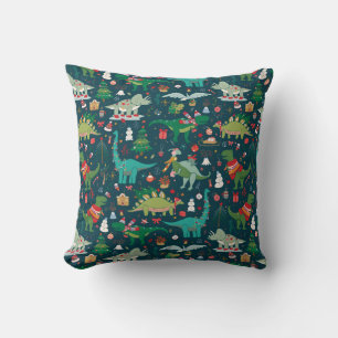 Festive Dinosaurs Christmas Pattern Cushion