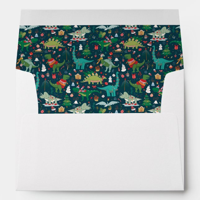 Festive Dinosaurs Christmas Pattern Envelope (Back (Bottom))