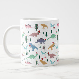 Festive Dinosaurs Christmas Pattern Large Coffee Mug