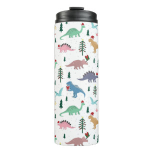 Festive Dinosaurs Christmas Pattern Thermal Tumbler