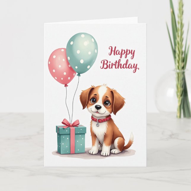 Festive Dog Birthday Card (Front)
