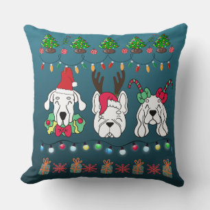 Festive Dog Christmas Pattern-cute holiday dogs Cushion