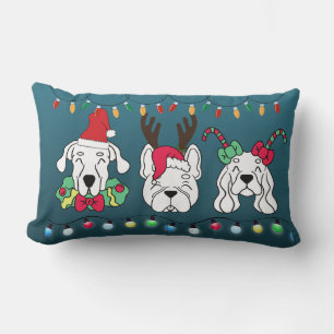 Festive Dog Christmas Pattern-cute holiday dogs Lumbar Cushion