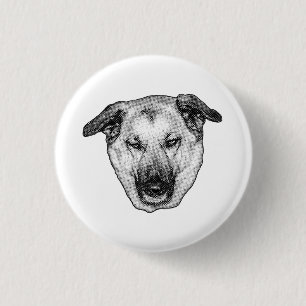 Festive Dog Head Button Pin