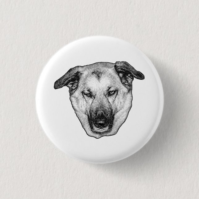 Festive Dog Head Button Pin (Front)