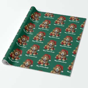 Festive dog in Christmas Costumes - Holiday Vibes Wrapping Paper