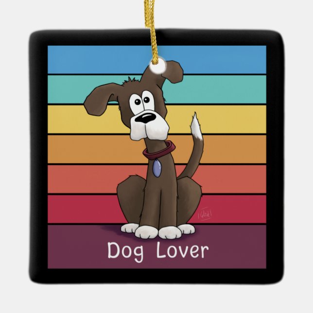 Festive Dog Lover  Ceramic Ornament (Front)