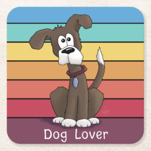 Festive Dog Lover Square Paper Coaster