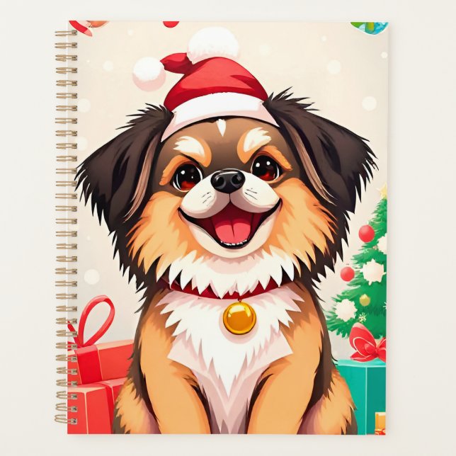 🎁Festive Dog Planner Santa Hat Holiday Gift ✨ (Front)