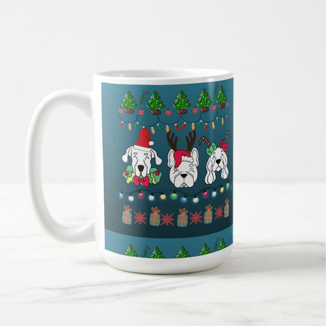Festive dogs Christmas pattern - cute hoiiday dogs Coffee Mug (Left)