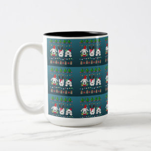 Festive dogs Christmas pattern - cute hoiiday dogs Two-Tone Coffee Mug