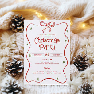 Festive Doodle Bow Frame Christmas Party Invitation