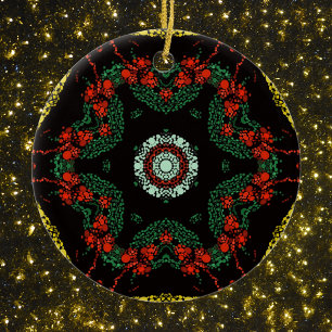 Festive Dot Mandala Ceramic Ornament