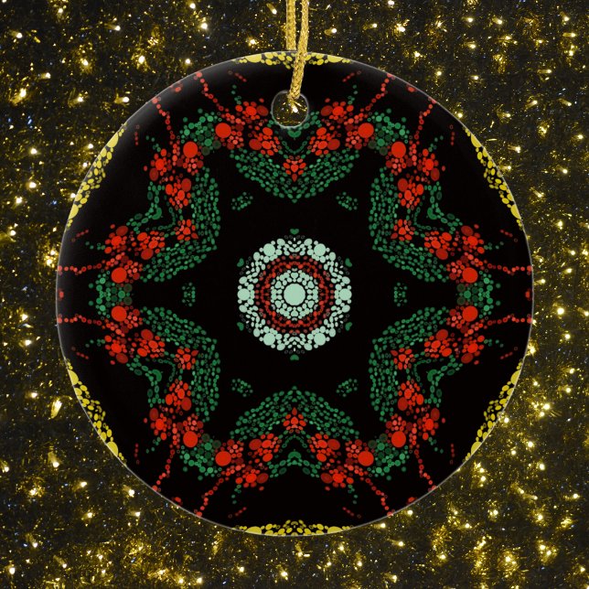 Festive Dot Mandala Ceramic Ornament (Creator Uploaded)