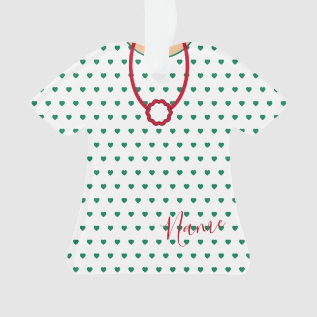 Festive Dotted Hearts Christmas Holiday Dress Ornament (Front)