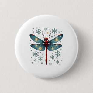 Festive Dragonfly Glow 6 Cm Round Badge