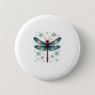 Festive Dragonfly Glow 6 Cm Round Badge